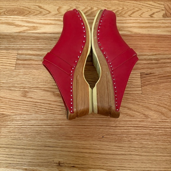 Red Leather Mules with Studded Detail - Picture 3 of 6